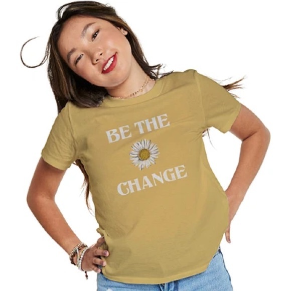 Target Tops - Sunflower Yellow Gold "Be The Change" Short-sleeve Casual Graphic T-shirt